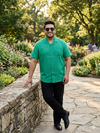 Plus Size Men Cuban Collar Cotton Shirt