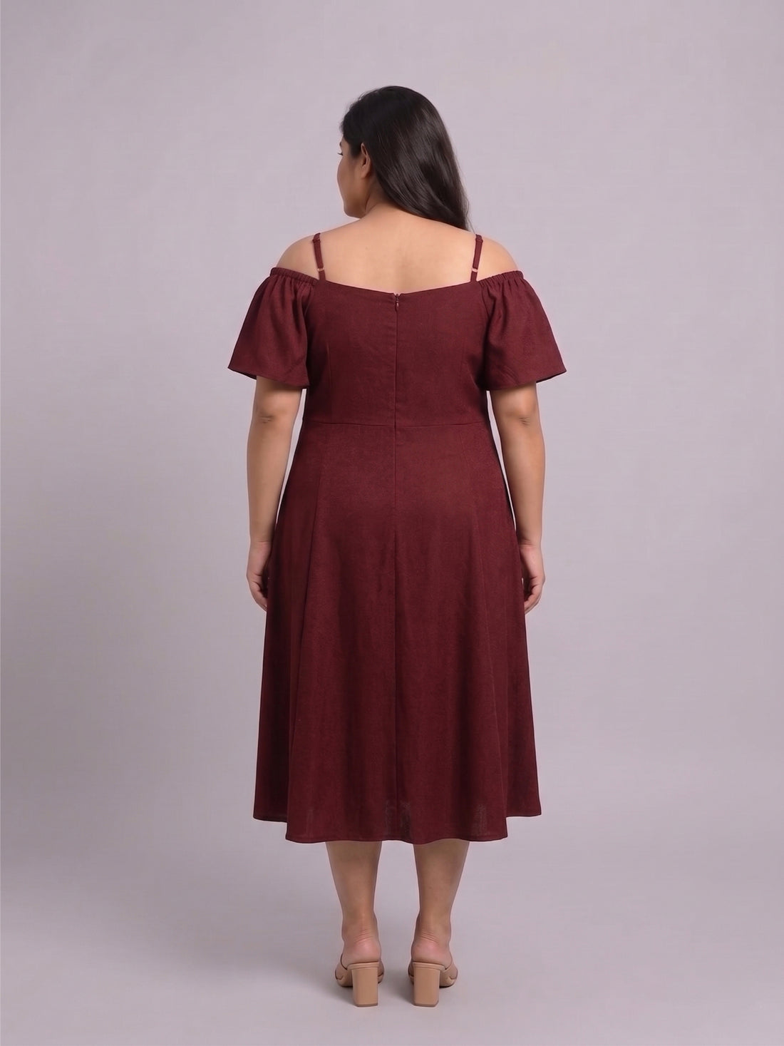 Plus Size Women's Off-Shoulder A-Line Midi Dress