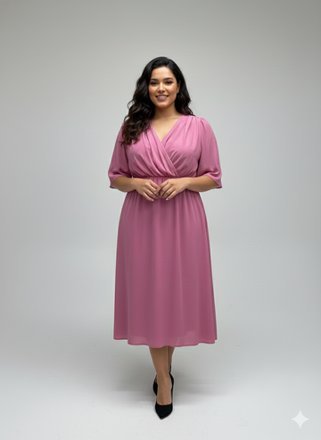 Plus Size Pink Solid Maxi Dress