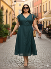 Plus Size Flutter Sleeve Midi Dress