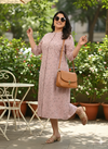 Plus Size Floral Printed Round Neck Midi Dress