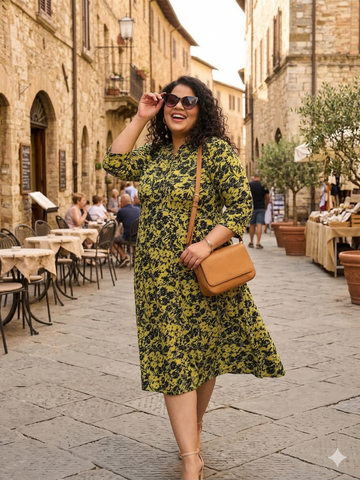 Women Plus Size Floral Printed Fit & Flare Dress
