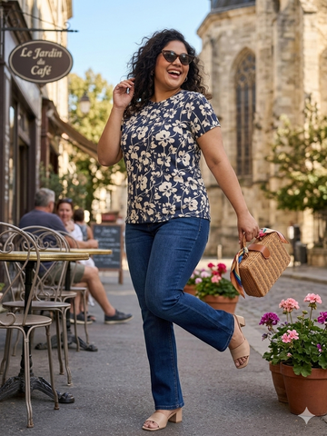 Plus Size Women Floral Printed T-shirt