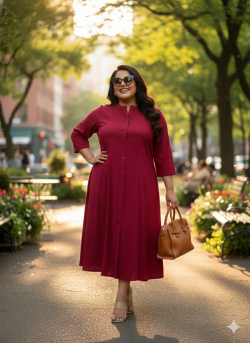 Plus Size A-Line Midi Dress