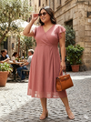 Plus Size Flutter Sleeve Fit & Flare Midi Dress