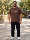 Plus Size Men's Text Printed Cotton T-Shirt