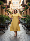 Plus Size V-Neck Fit & Flare Midi Dress