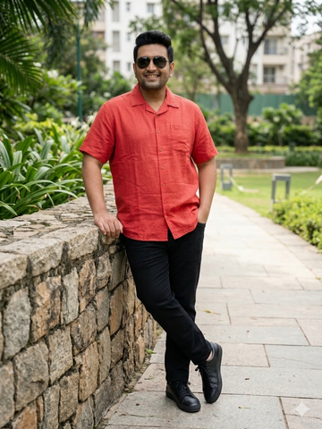 Plus Size Men Cuban Collar Cotton Shirt