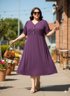 Plus Size V-Neck Fit & Flare Midi Dress