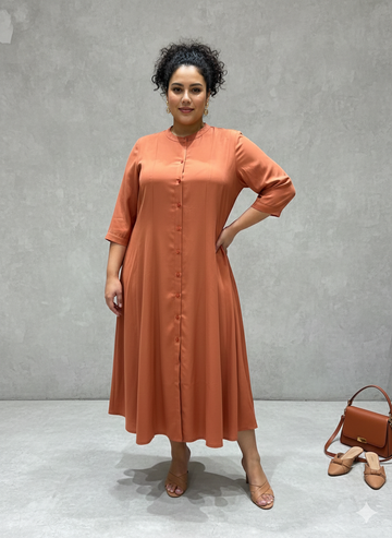 Plus Size Solid A-Line Dress