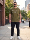 Plus Size Men's Text Printed Cotton T-Shirt