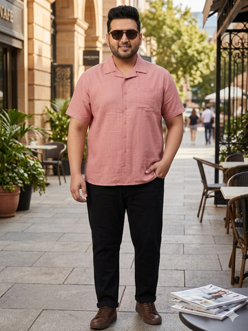 Plus Size Men Cuban Collar Cotton Shirt