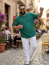 Plus Size Men Cuban Collar Cotton Shirt