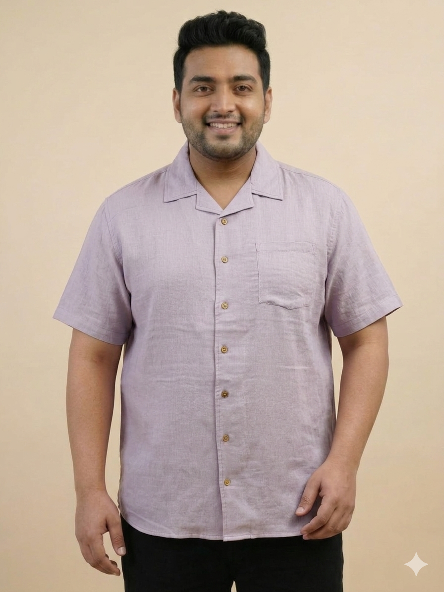 Plus Size Men Cuban Collar Cotton Shirt