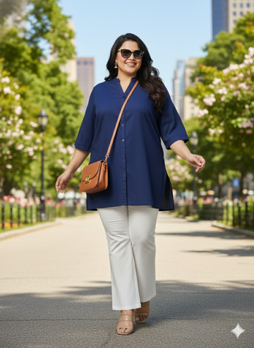 Plus Size Mandarin Collar Tunic