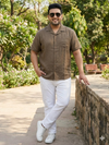 Plus Size Men Cuban Collar Cotton Shirt