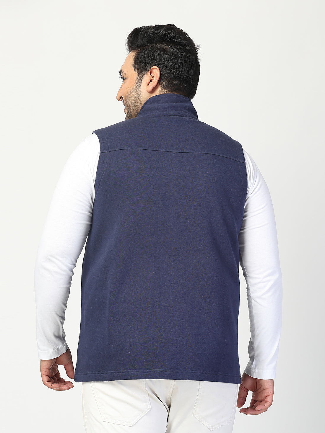 Plus Size Men Fleece Open Front Jacket