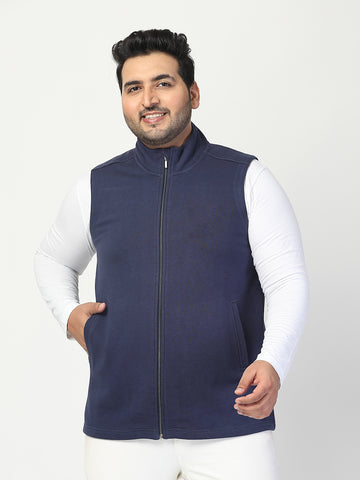 Plus Size Men Fleece Open Front Jacket