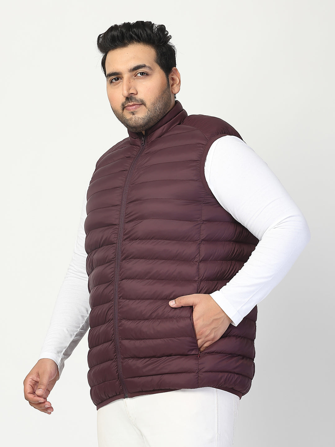 Men Plus Size Stand Collar Puffer Jacket