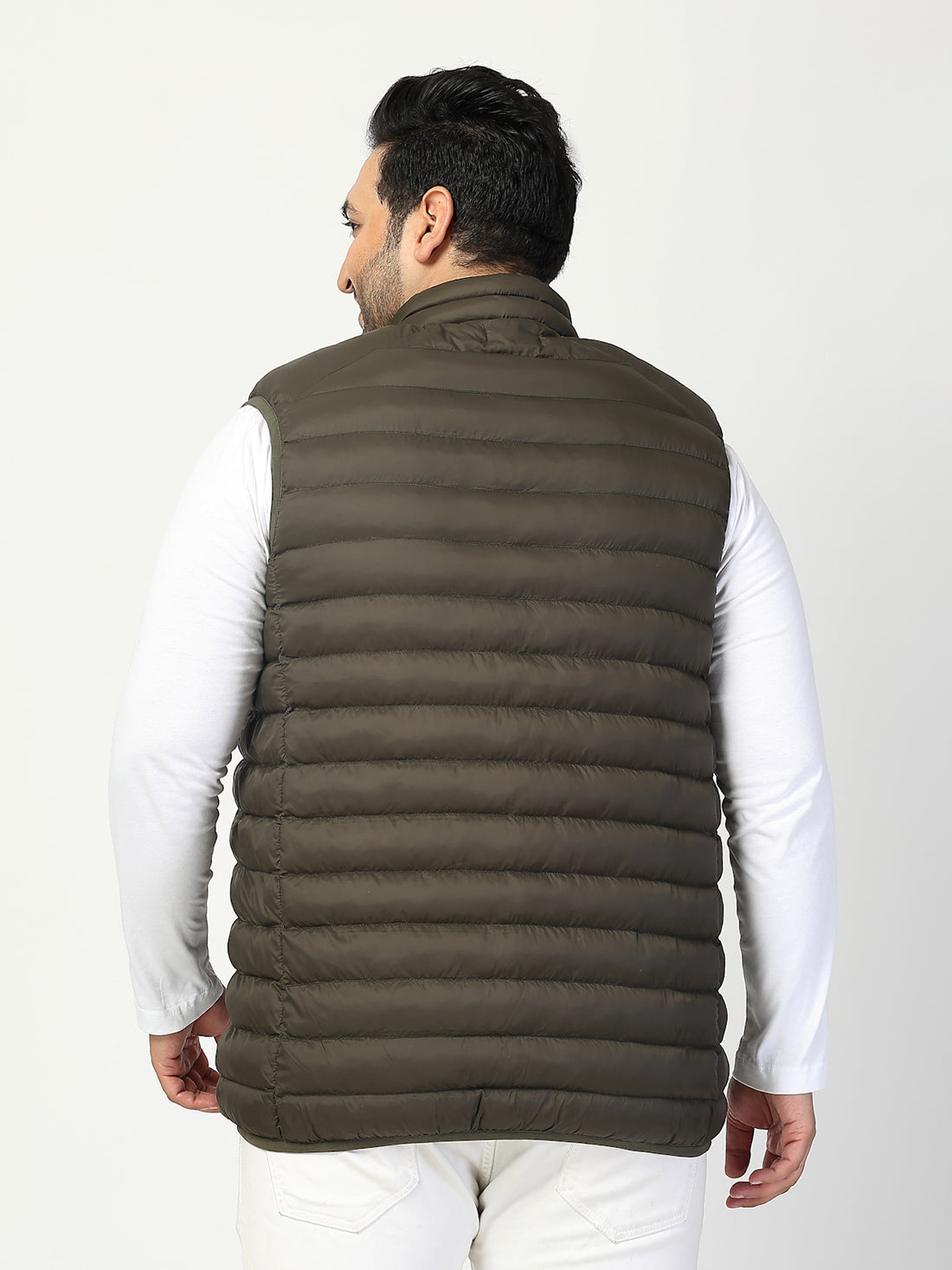 Men Plus Size Open Front Quilted Sleeveless Puffer Jacket