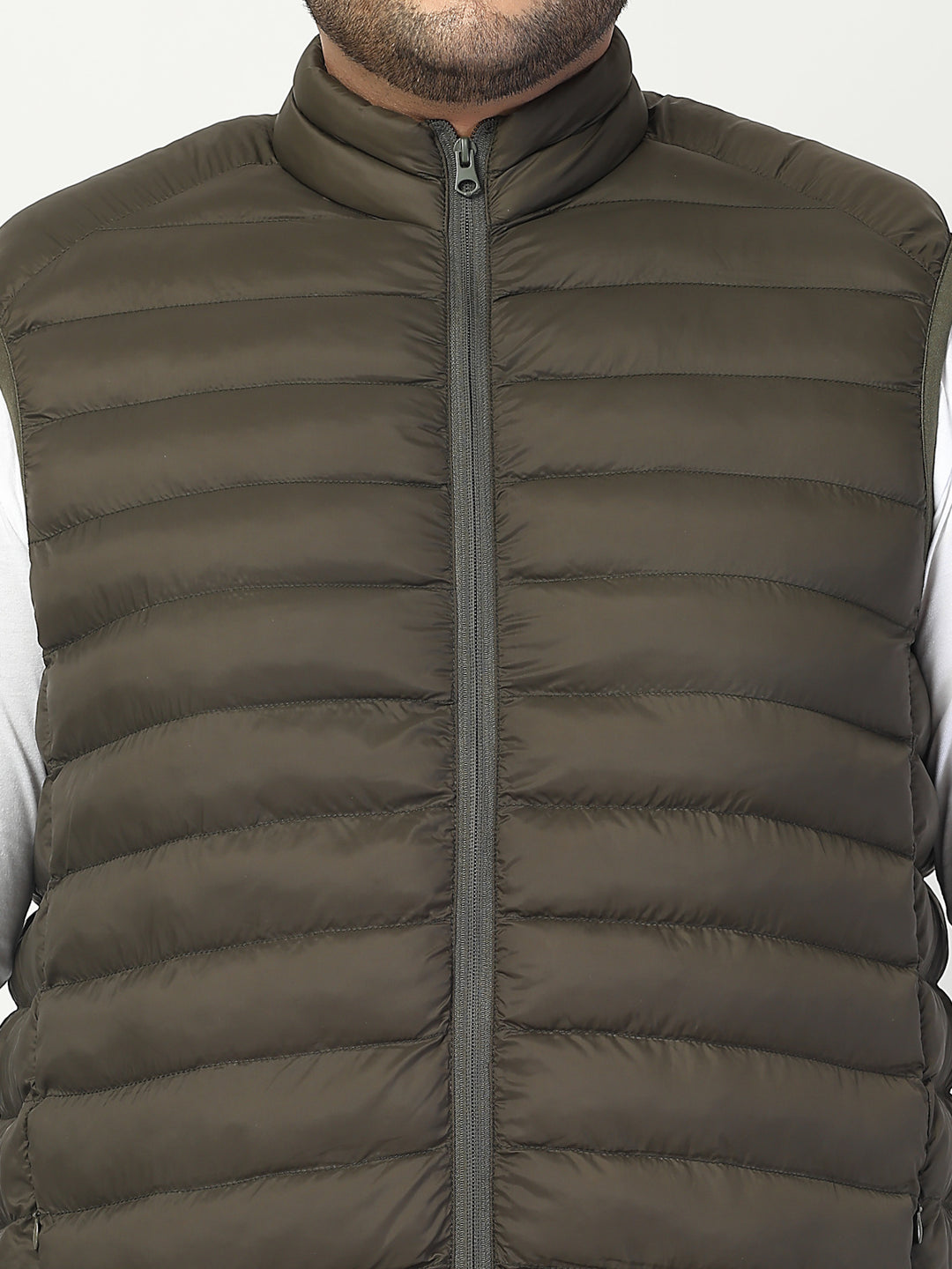 Men Plus Size Open Front Quilted Sleeveless Puffer Jacket