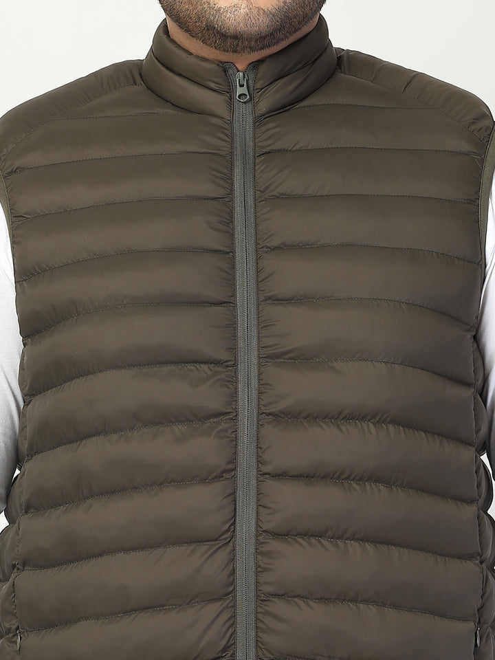 Men Plus Size Open Front Quilted Sleeveless Puffer Jacket