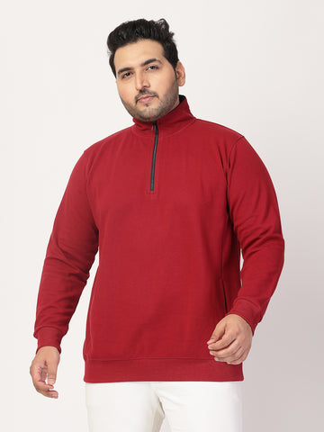 Plus Size Maroon Typography Cotton Pullover Sweatshirt