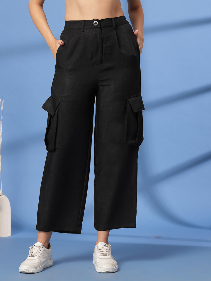 Women Mid-Rise Pleated Trousers