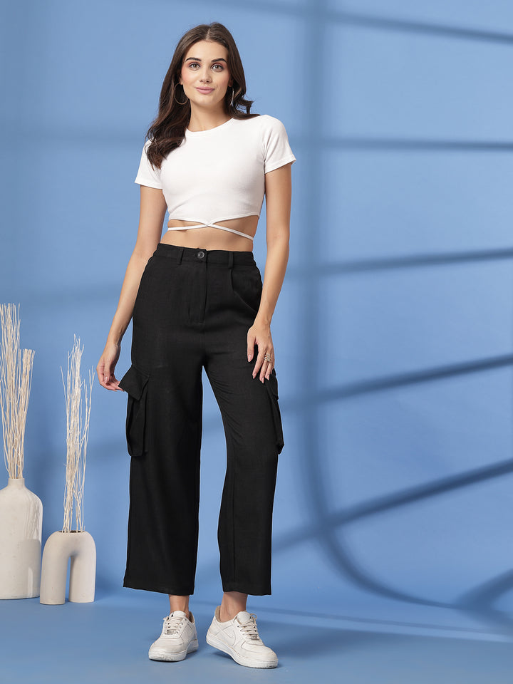 Women Mid-Rise Pleated Trousers