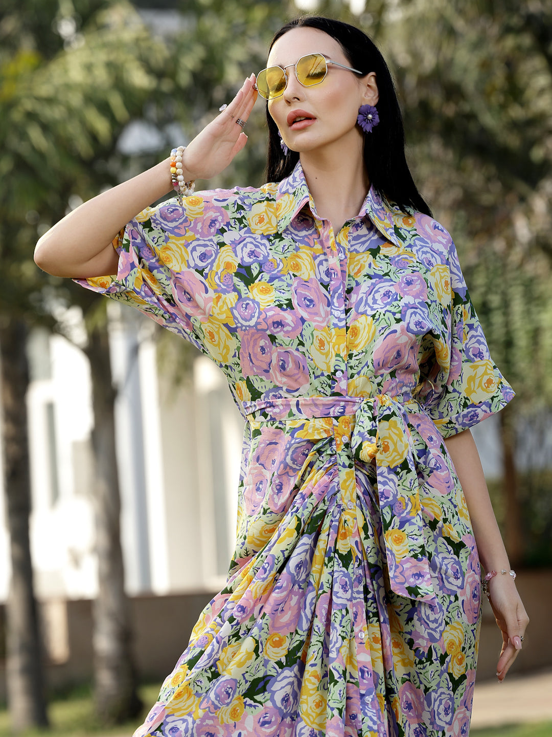 Floral Print Shirt Dress