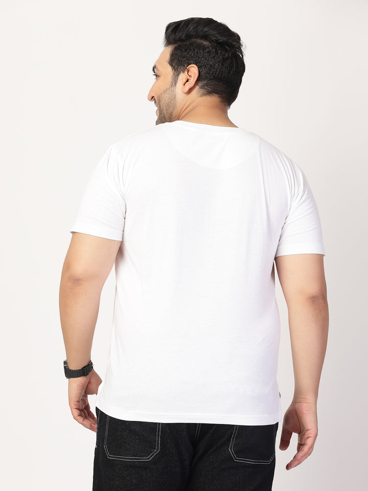 Men Round Neck Cotton Plus Size T-shirt