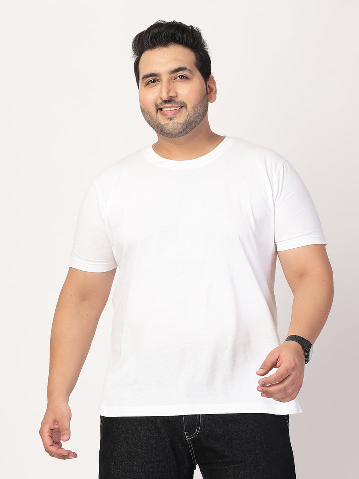 Men Round Neck Cotton Plus Size T-shirt