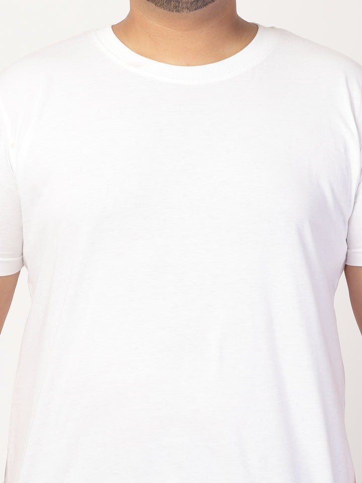 Men Round Neck Cotton Plus Size T-shirt