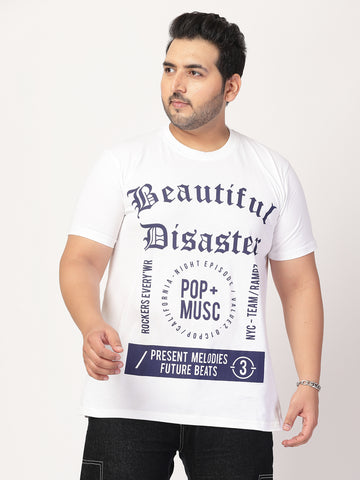 Men Typography Printed Round Neck Cotton Plus Size T-shirt