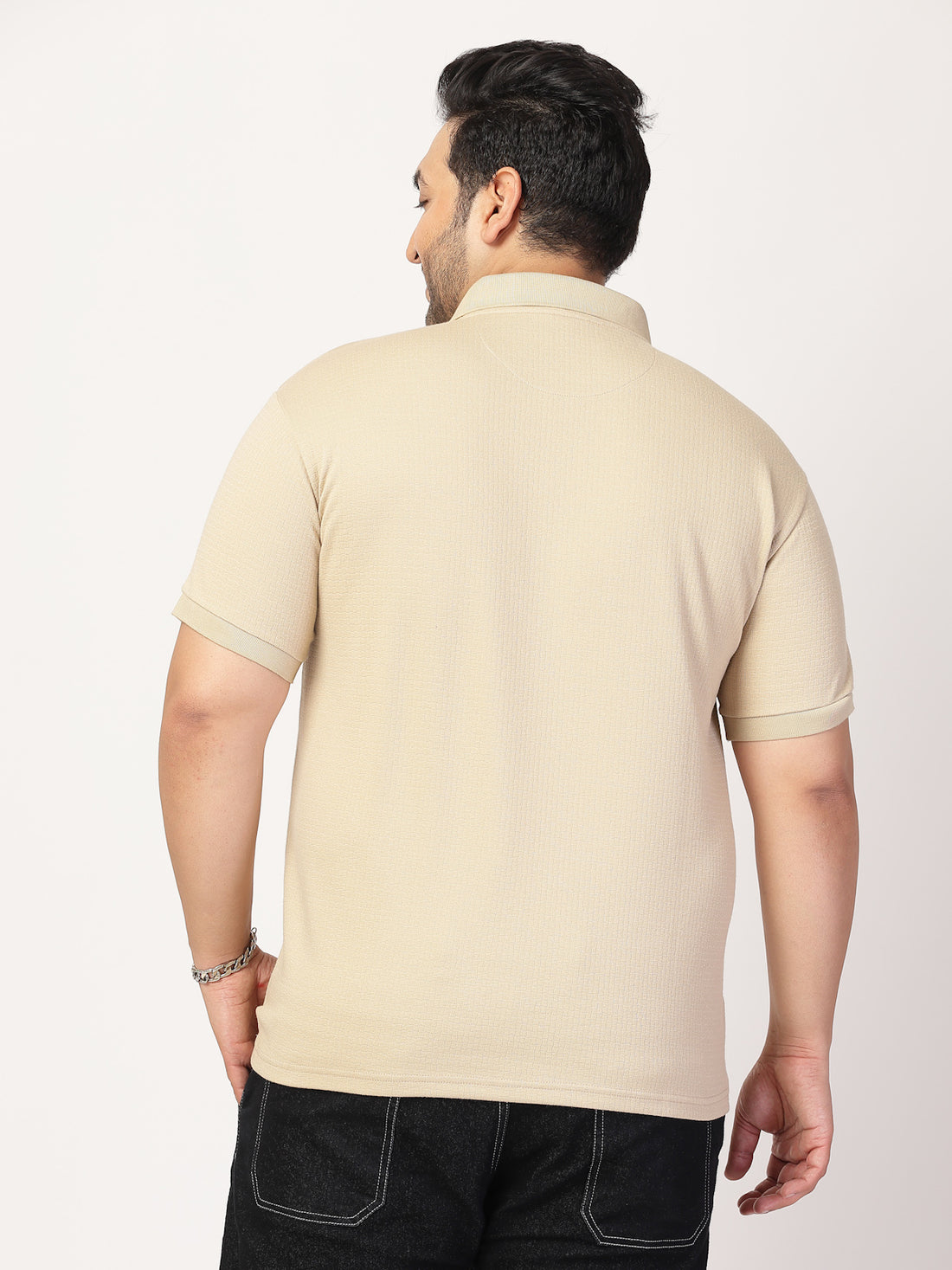 Men Half Zipper Polo Collar Cotton T-shirt