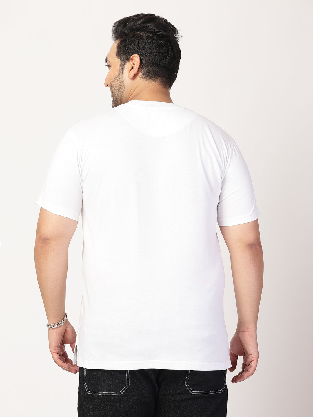 Men Plus Size White Typography Printed T-shirt