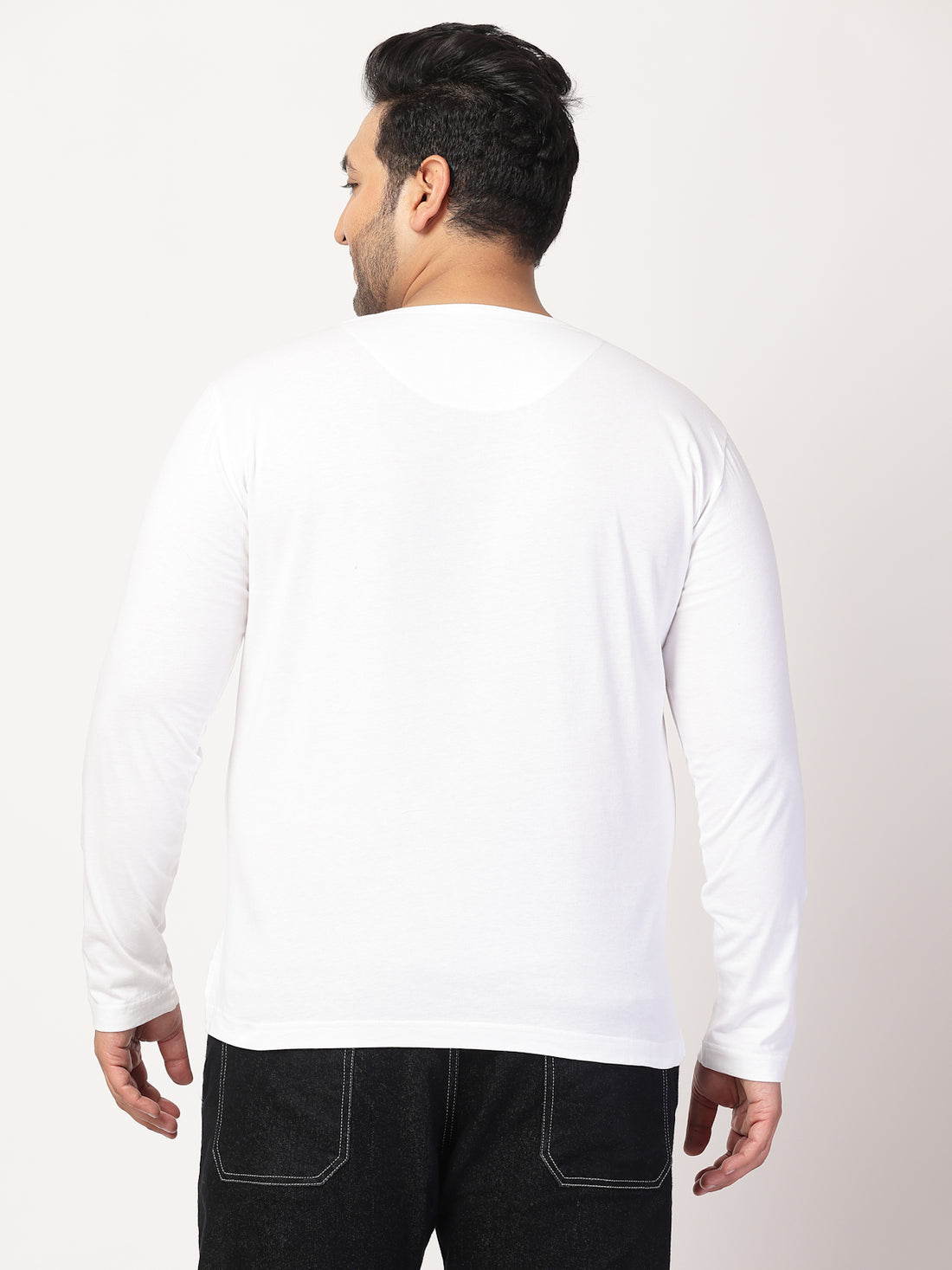 Men Solid Round Neck Cotton Plus Size T-shirt