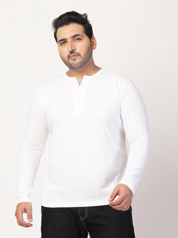 Men Solid Round Neck Cotton Plus Size T-shirt