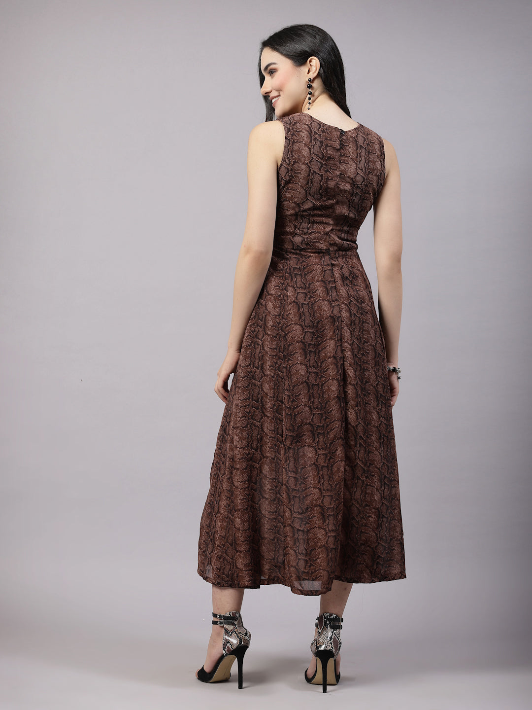 Brown Animal Print Maxi Dress