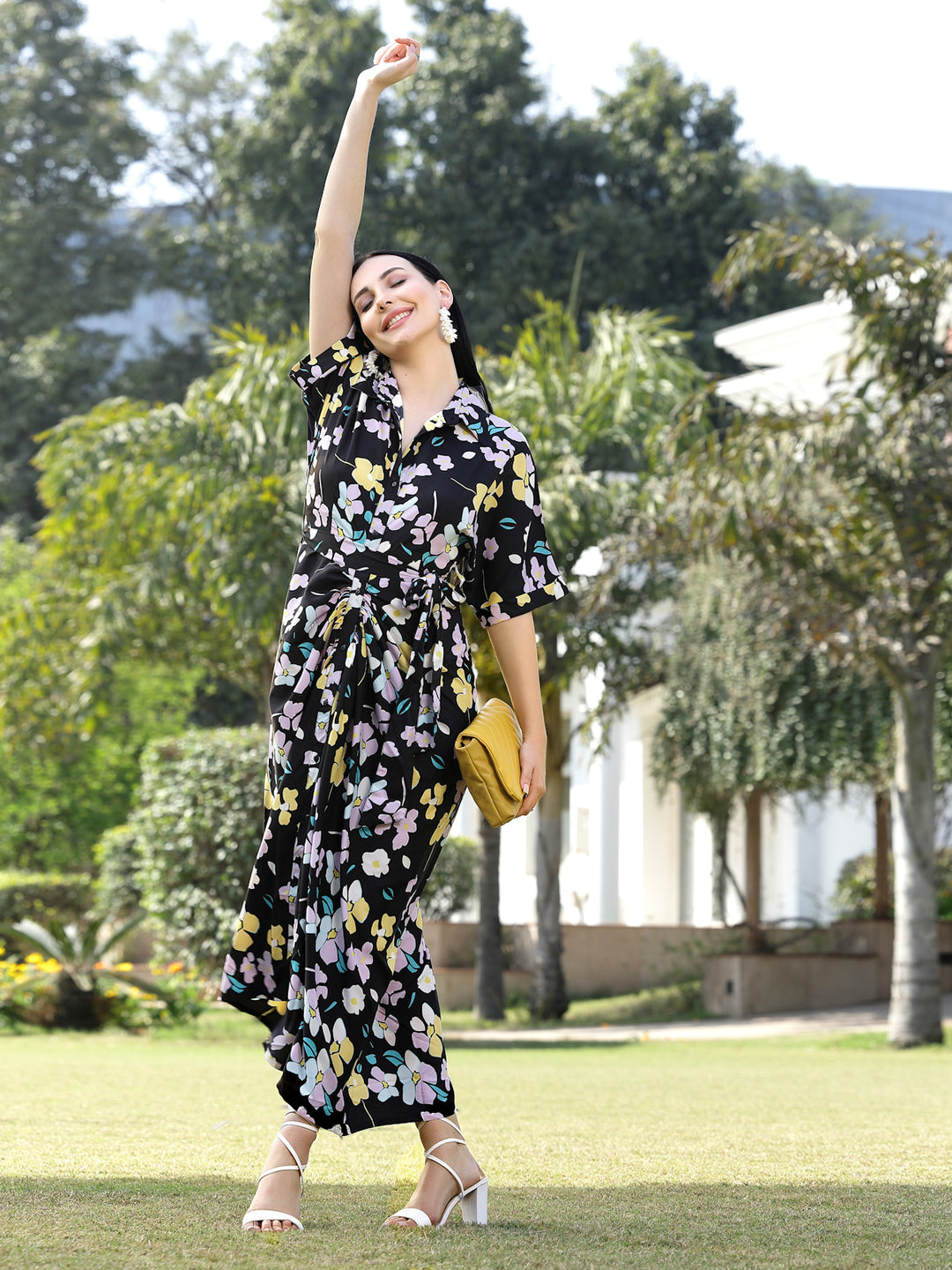 Floral Print Blouson Dress