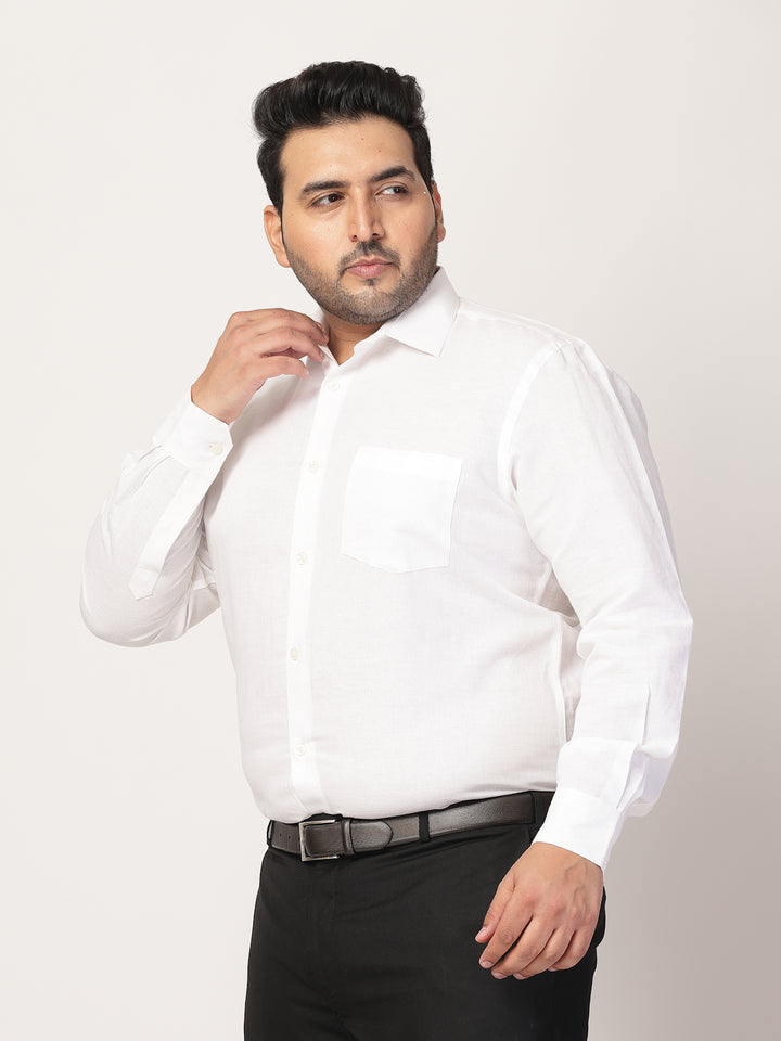 Men Cutaway Collar Solid Plus Size Formal Shirt