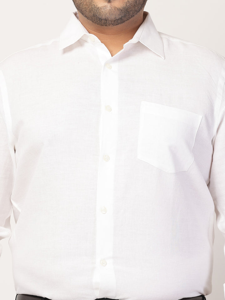 Men Cutaway Collar Solid Plus Size Formal Shirt