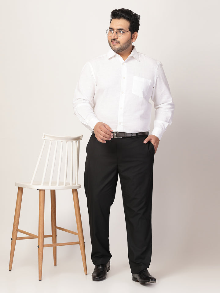 Men Cutaway Collar Solid Plus Size Formal Shirt