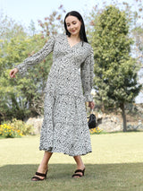 nimal Print Bell Sleeve Dress