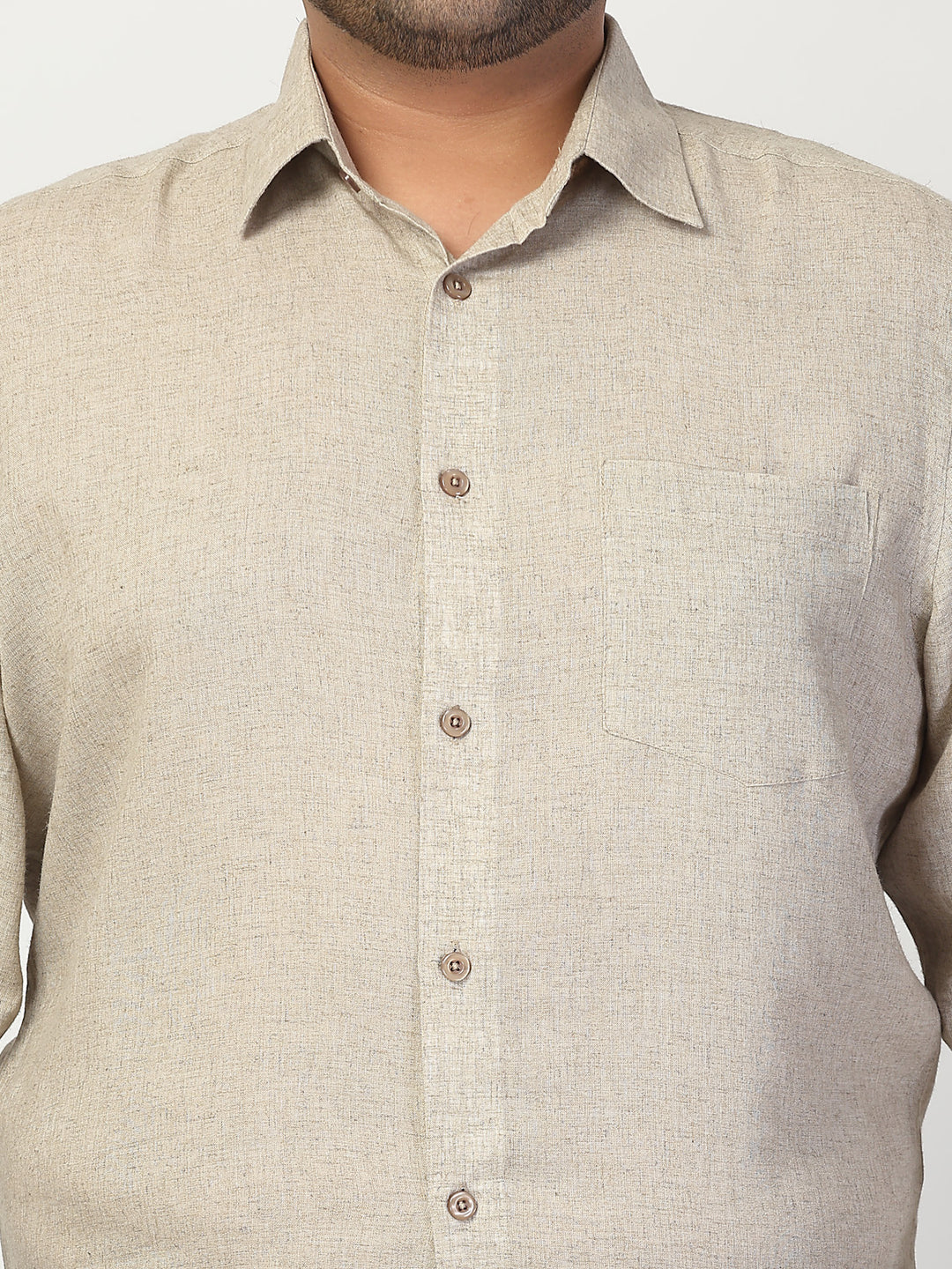 Plus Size Spread Collar Linen Shirt