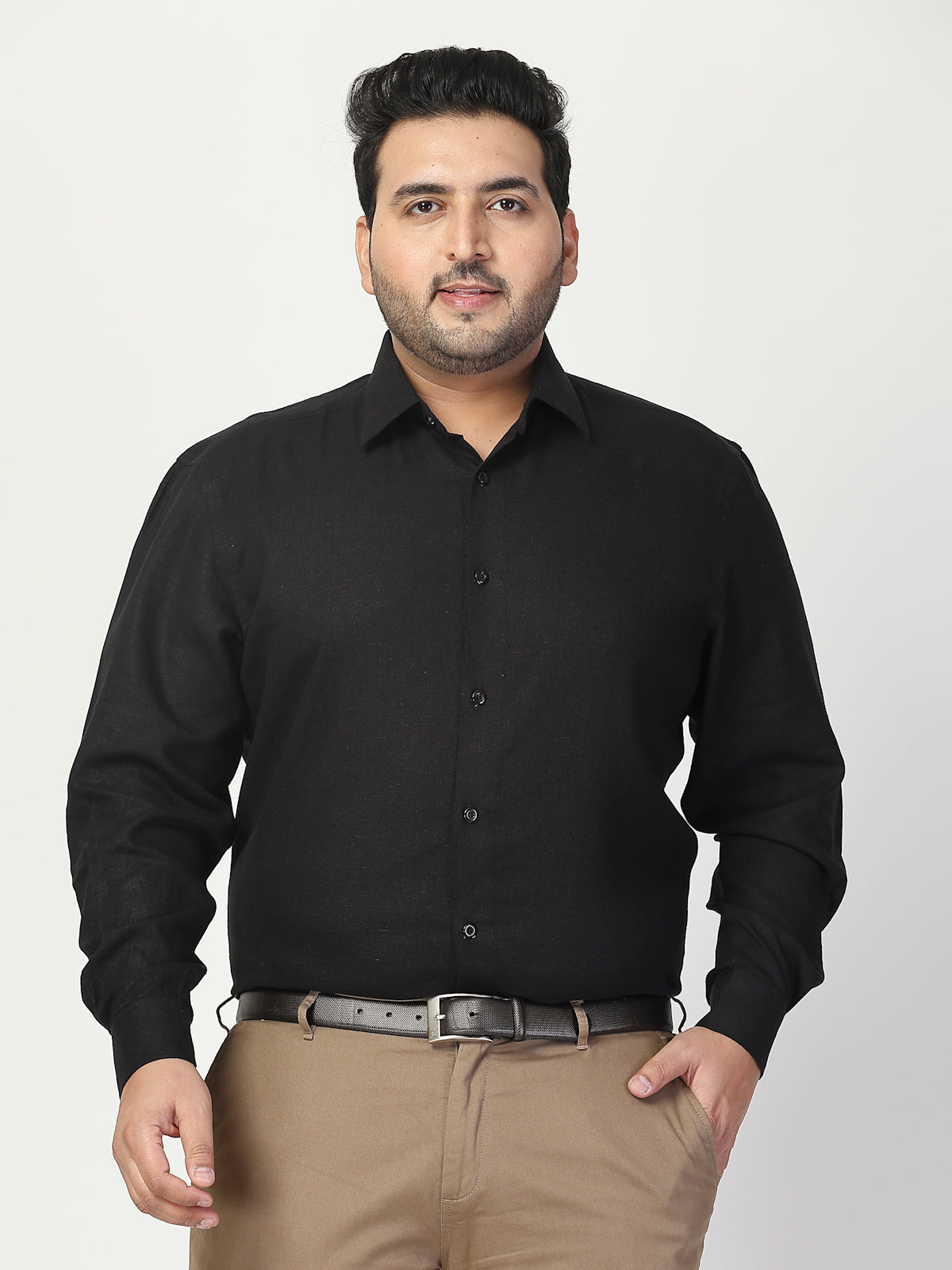 Men Cutaway Collar Solid Plus Size Formal Shirt