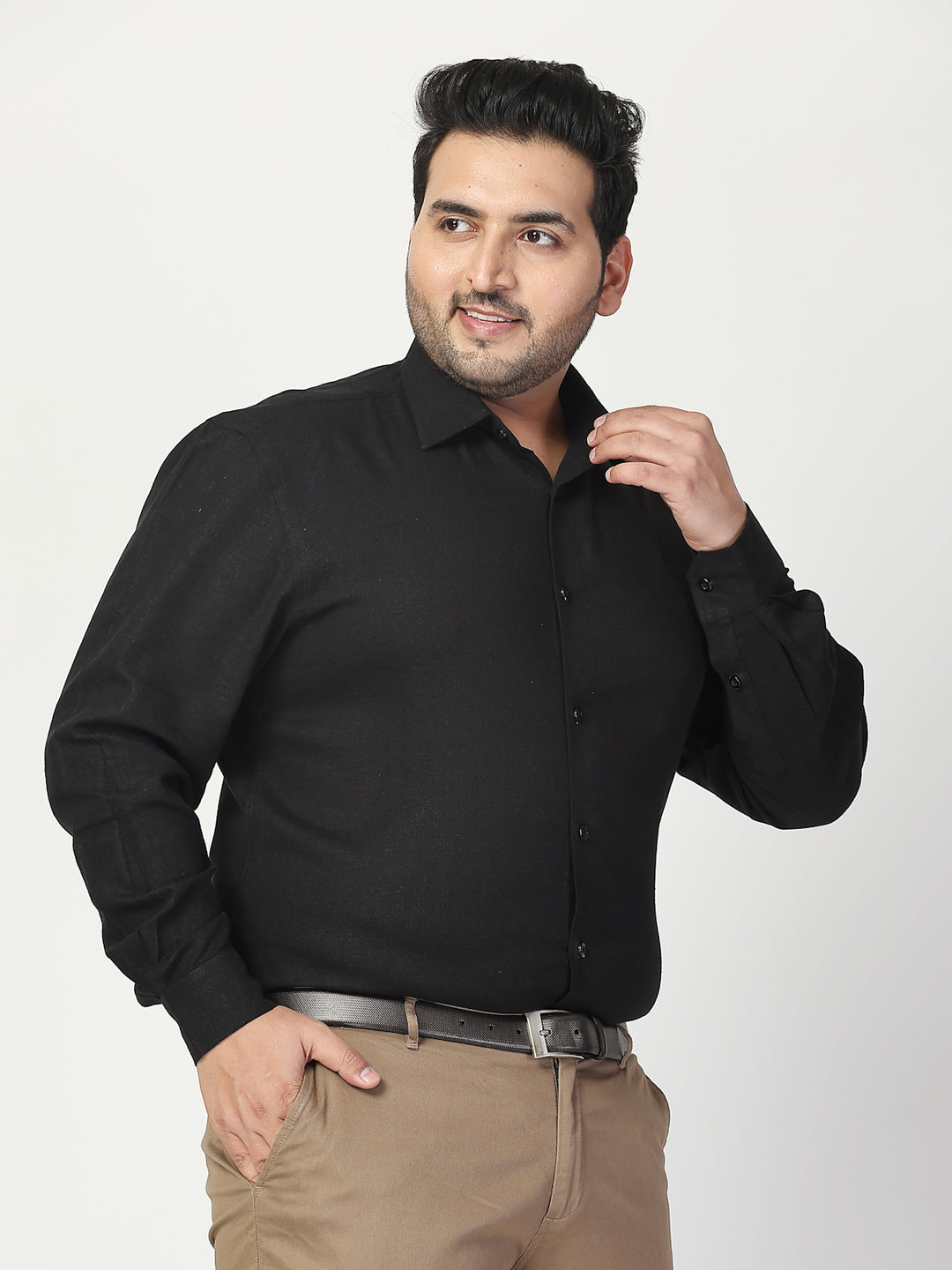 Men Cutaway Collar Solid Plus Size Formal Shirt