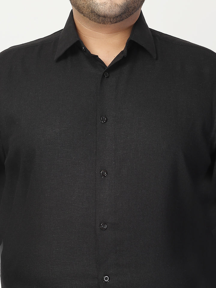 Men Cutaway Collar Solid Plus Size Formal Shirt