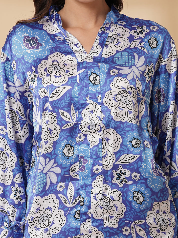 Women Floral Printed Shirt Style Top