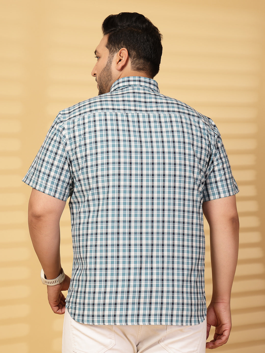 Plus Size Men Opaque Checked Casual Shirt